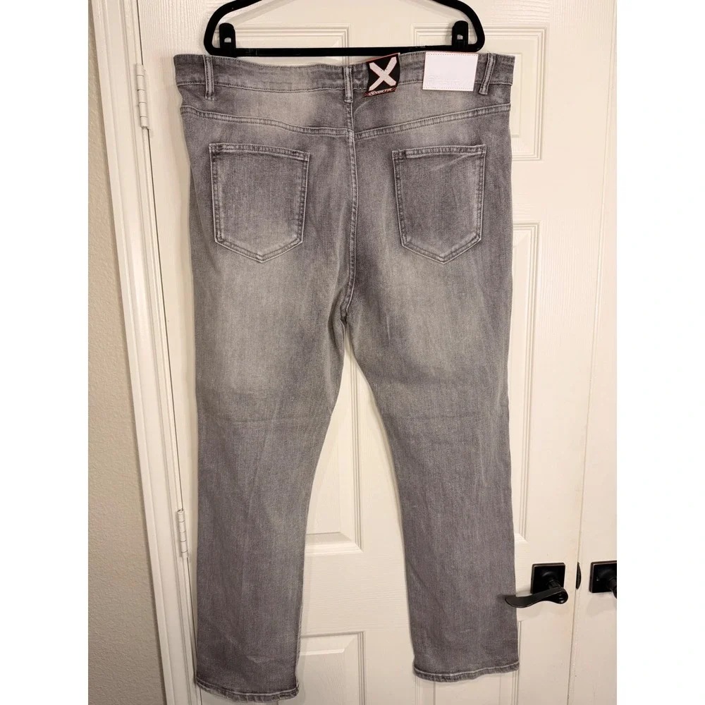 #B27 GSTR Distressed Denim Jeans Sz.‎ 46 Grey Ripped Straight Leg Stretch Pants